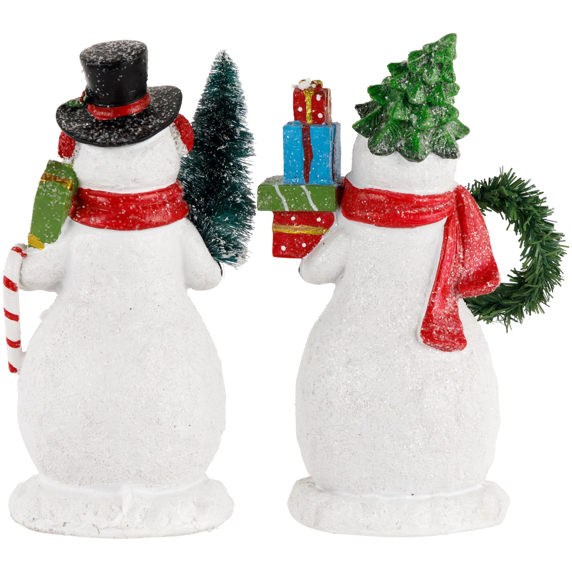 Northlight Shopping Snowmen Couple with Presents Christmas Figurines - 8" - Set of 2