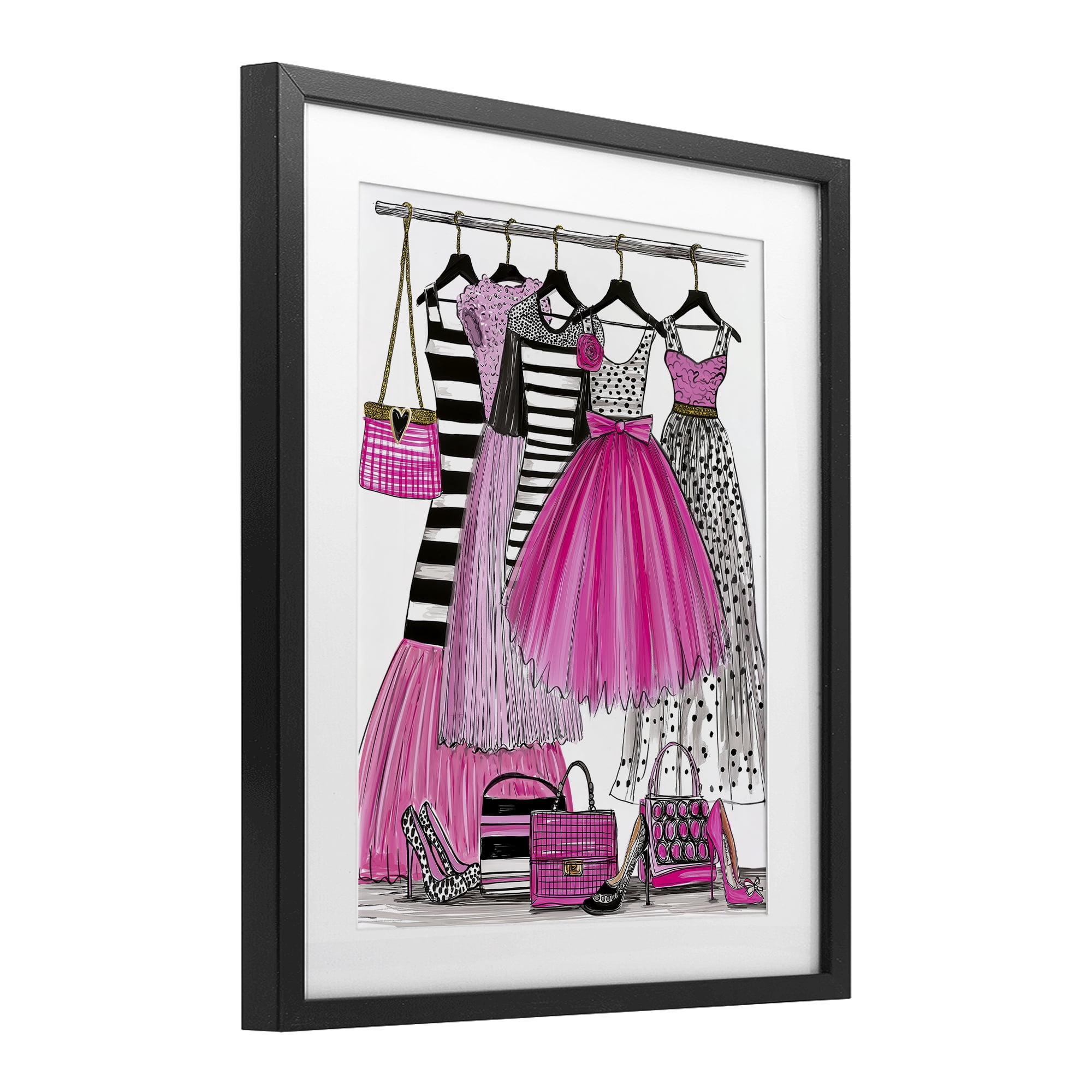 Stupell Industries Chic Pink Tulle Dresses Black Framed Print Under Glass, design by Jess Stempel