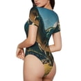 thumbnail image 2 of Fuzoiu Cute Green Dinosaur Blue Sky Print Women's Short-Sleeved Onesie, Short Sleeve Body Suits, Women Round Neck Bodysuits for Women,for Daily Wear, Parties, and Layering-XX-Large, 2 of 7