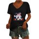 thumbnail image 2 of Fiudx Tops para Mujer Camiseta de Cuello Redondo con Estampado Degradado de Manga Corta para Mujer, 2 of 6