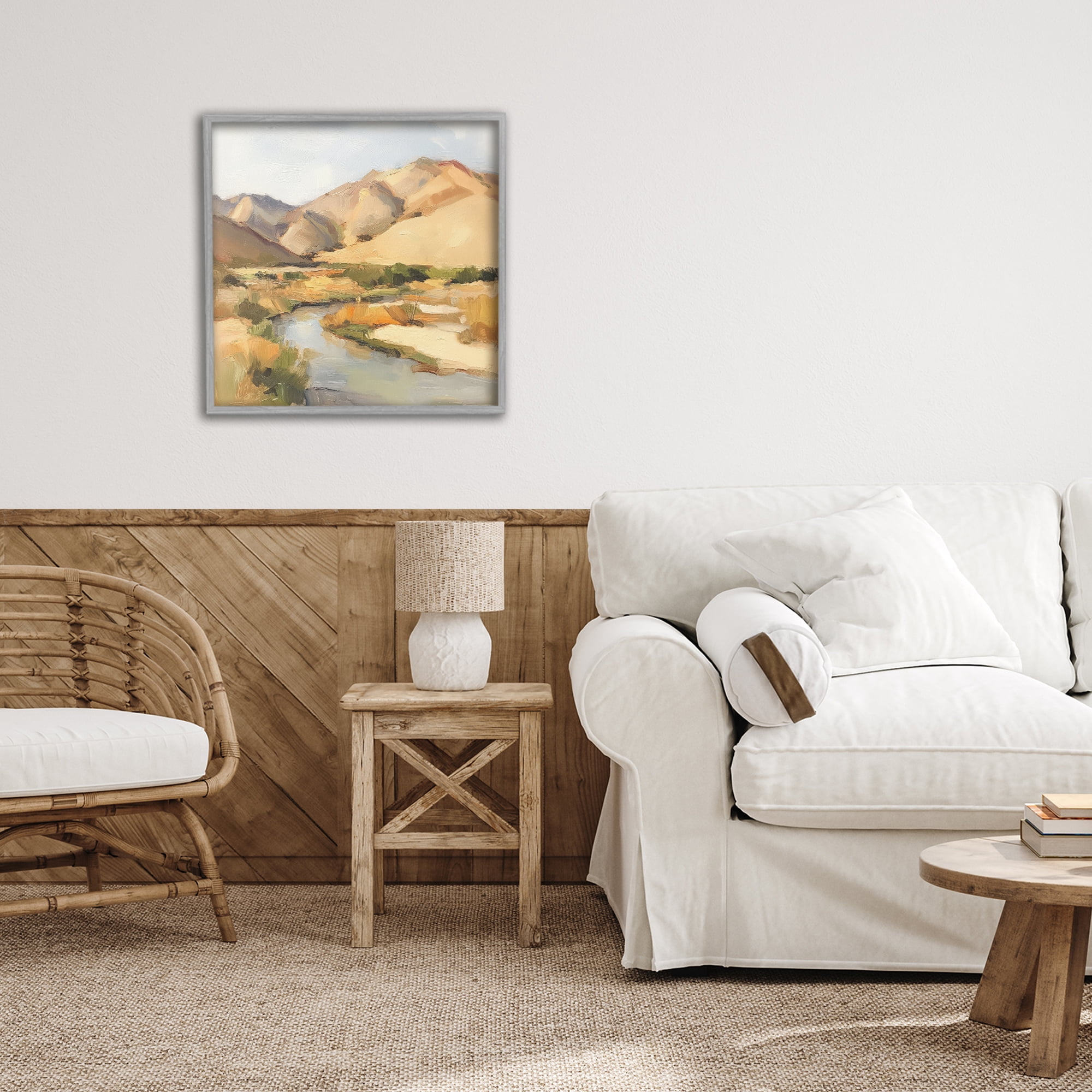 Stupell Industries Wispy Desert River Gray Framed Giclee Art, design by Petal Prints Design
