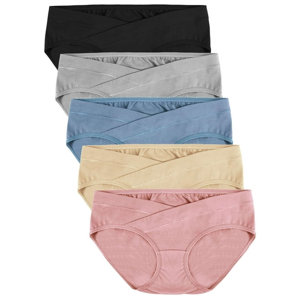 Deago 5 Pack Womens Cotton Maternity Underwear Pregnancy Postpartum Panties Under The Bump
