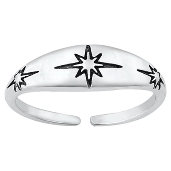 Oxidized Sterling Silver North Moravian Stars Toe Ring Midi Band .925 New Jewelry Female Unisex