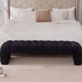 thumbnail image 2 of GZXS Black Chenille Upholstered Bench with Channel Tufting, 69.7" Modern Bench for Bedroom, Living Room or Entryway, Supports 300 lbs, 2 of 7