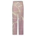 thumbnail image 5 of Delicate Floral Pink Design Winter Female Pants Flannel High Waist Women Pants Lady Warm Straight Leg Plush Trousers, 5 of 7
