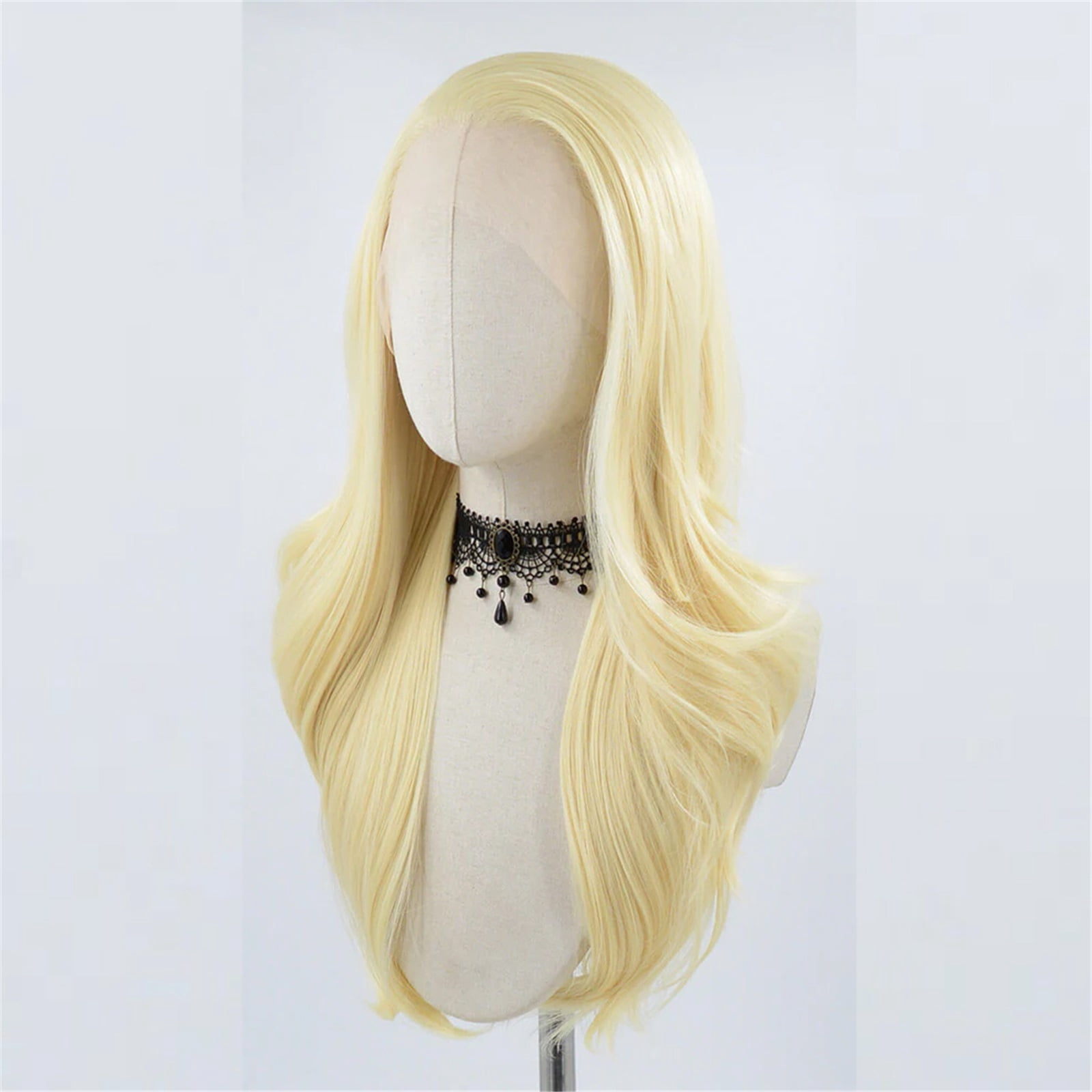 Long Platinum Synthetic Lace Front Wig Brown Body Wave Synthetic Wigs for Party Cosplay