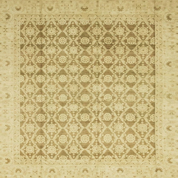 Ahgly Company Machine Washable Indoor Square Abstract Orange G Area Rugs, 7' Square