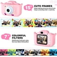 thumbnail image 3 of Cámara para niños, cámara digital para niños de 2,0 pulgadas, mini cámara recargable para niños, videocámara, juguete de regalo para niñas y niños de 3 a 10 años, vídeo HD 1080P, tarjeta SD 32G (rosa), 3 of 5