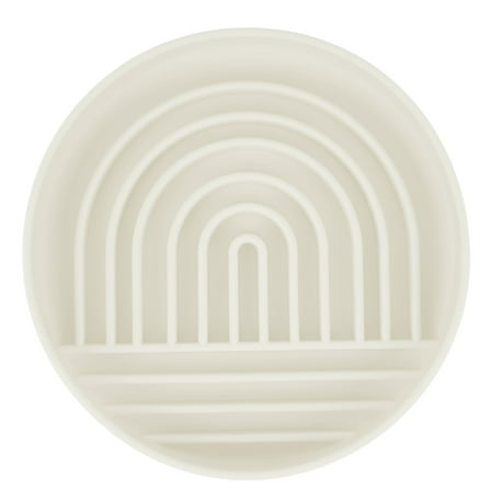 Vibrant Life Silicone Slow Feeder Bowl for Pets, Beige Rainbow