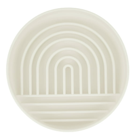Vibrant Life Silicone Slow Feeder Bowl for Pets, Beige Rainbow