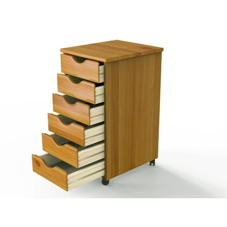 Wood Rolling Drawers-6 Drawer