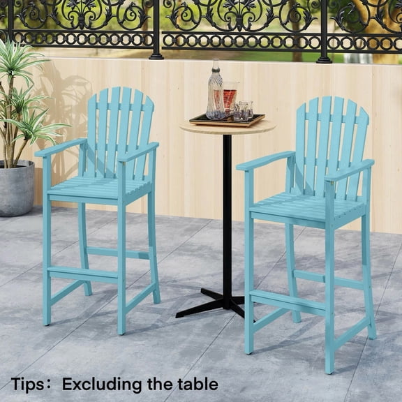 DRAZUNO 2PCS Tall Adirondack Chair w/Back, Armrests and Footrest for Balcony Porch Deck