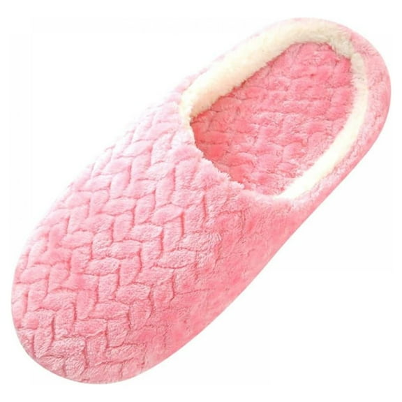 Women Men Winter Warm Jacquard Soft Bottom Cotton Suede Anti-Slip Slippers Indoor Shoes