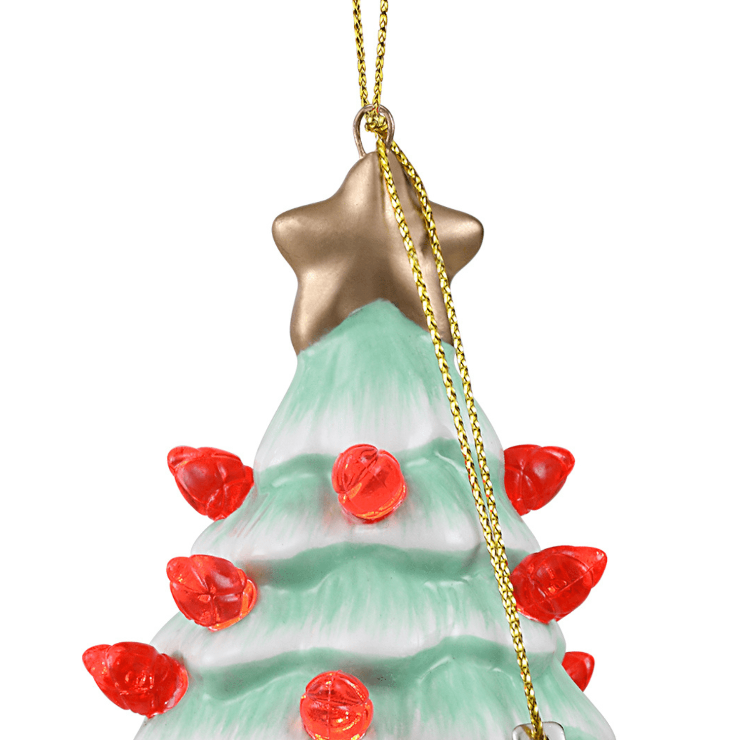Mr. Christmas 4" Nostalgic Ceramic Lit Tree Ornament Decoration, Seafoam