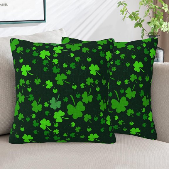 Lucky Clover Throw Pillow Covers Set of 2 St.Patrick''s Day Pillow Covers 18x18 Inch Modern Farmhouse Home Decorative Pillow Cases Cushion Cover for Sofa Living Room Office