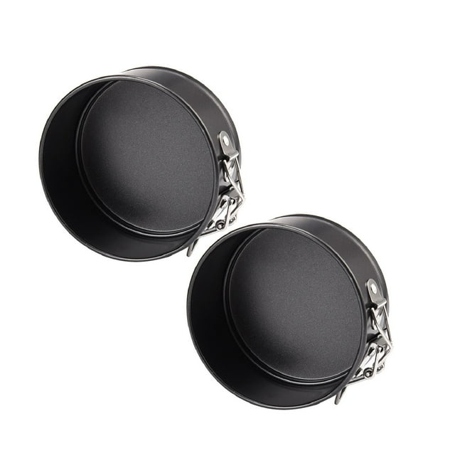Oleegame Moule à Biscuits 2 Pcs Plateau à Ressort Rond Antiadhésif Base Non en Étain Cuisson Gâteau Forme Libre Moule à Gâteau Noir