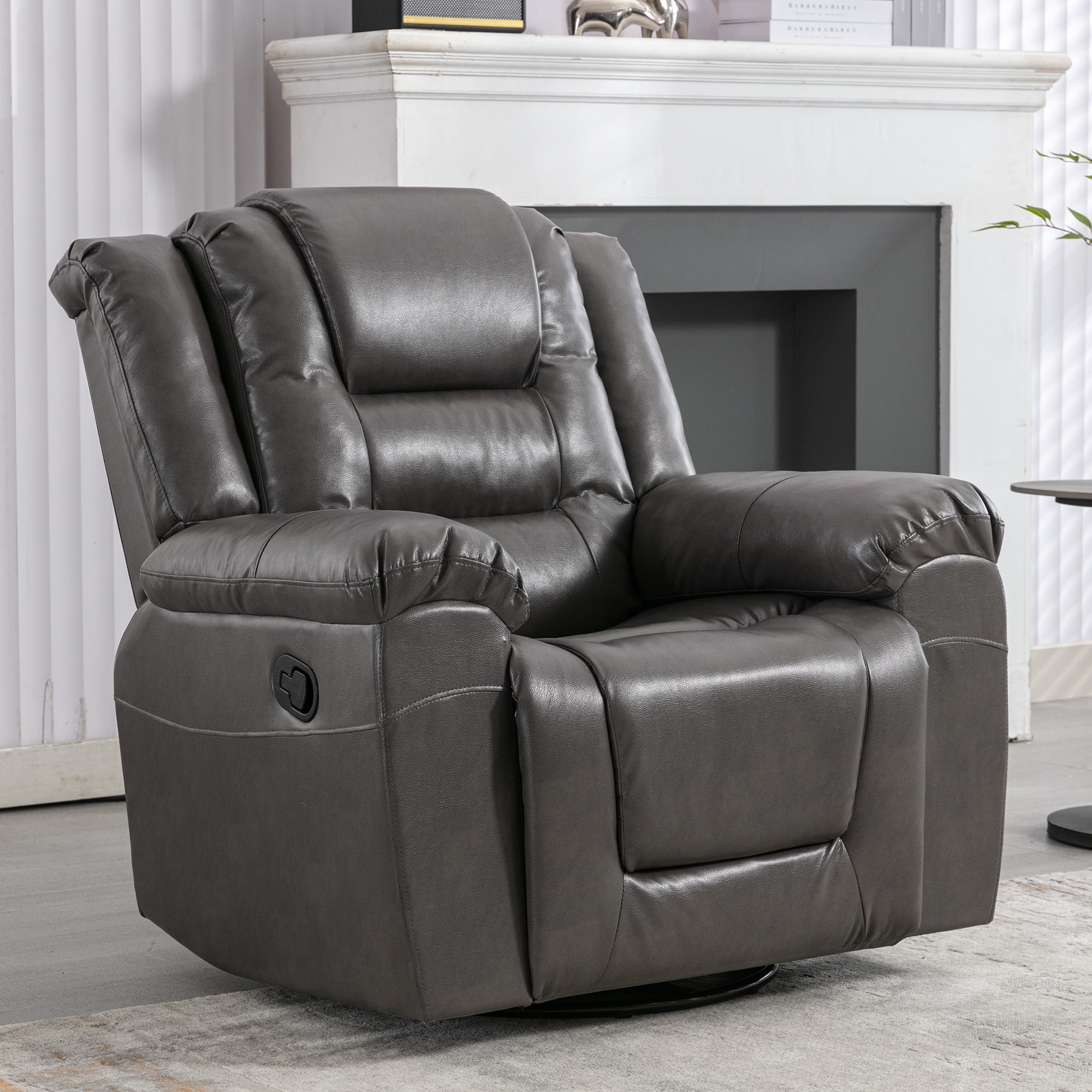 Euroco 360°Swivel and Rocking Home Theater Recliner Manual Recliner Chair with Wide Armrest for Living Room,Bedroom, Grey