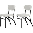 thumbnail image 4 of Dining Chairs Set of 2/4, Modern Fabric Upholstered Dining Room Chair, Mid-Century Modern Round Dining Chairs with Curved Backrests, Boucle Upholstered Seats & Sturdy Metal Legs for Living Room, 4 of 8