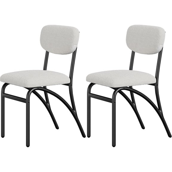 Dining Chairs,Boucle Dining Chairs Set of 2,Mid-Century Modern Upholstered Kitchen Dining Room Chairs with Arched Metal Legs for Dining Room Kitchen Living Room