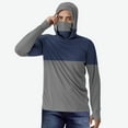 thumbnail image 2 of cllios Men's Sun Protection Hoodie Shirt UPF 50+ Long Sleeve UV SPF T-Shirts with Mask Rash Guard Fishing Lightweight Plus Size Color Block Hooded Sun Shirts, 2 of 6