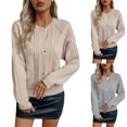 thumbnail image 6 of WREESH Fashion Cardigan Women Round-Neck Solid Color Fall and Winter Long Sleeve Pullover Sweater Gray, 6 of 6