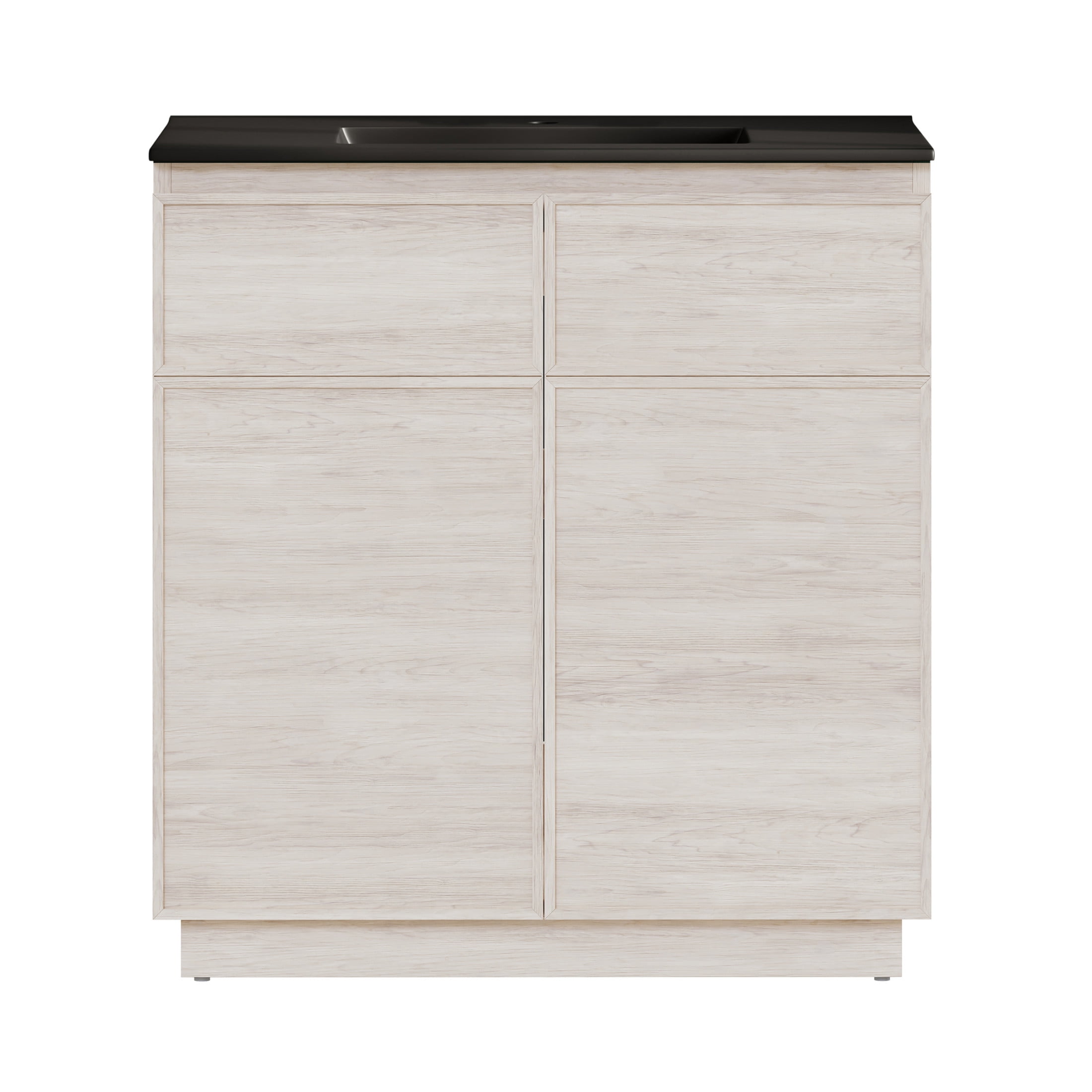 St. Tropez 36" Freestanding Bathroom Vanity in White Oak with Black Sink Top