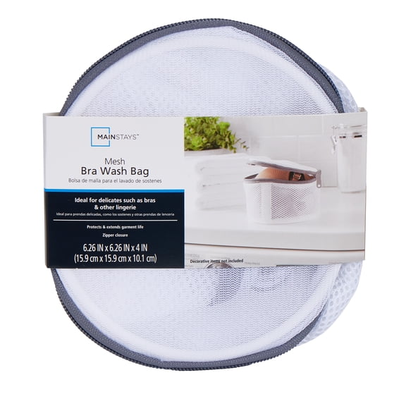 Mainstays Mesh Multi Size Bra Wash Bag, White