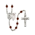 thumbnail image 1 of St. Sebastian / Track & Field Silver-Plated Rosary 6mm January Red Fire Polished Beads Crucifix Size 1 3/8 x 3/4 medal charm, 1 of 1