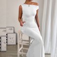thumbnail image 3 of Women's Off-Shoulder Collar Waist Pleated Sleeveless Sexy Dress, 3 of 6