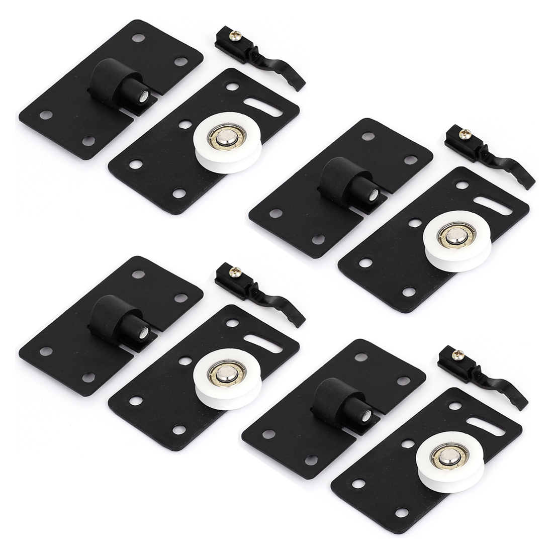 Uxcell Plastic Top Plate Wheel Roller For Wardrobe Door Black