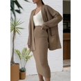 thumbnail image 5 of Women'S 2 Piece Sets Knitted Fall Outfits Long Open Front Cardigan Casual Sweater and Elegant Skirt Set Khaki One size, 5 of 6