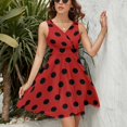 thumbnail image 3 of Black Polka Dots on Red Background Sundress Sleeveless Dress Summer Women Clothes Dress for Women Dresses, 3 of 7