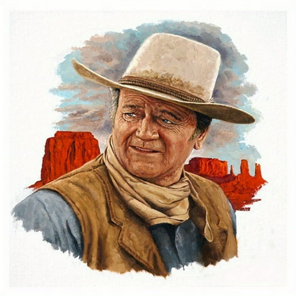 Adult DIY 5D Diamond Painting Kit, John Wayne Series Art Round Diamond, Full Diamond Diamond Embroidery Kit, Mosaic Cross Stitch Craft Home Wall Decoration