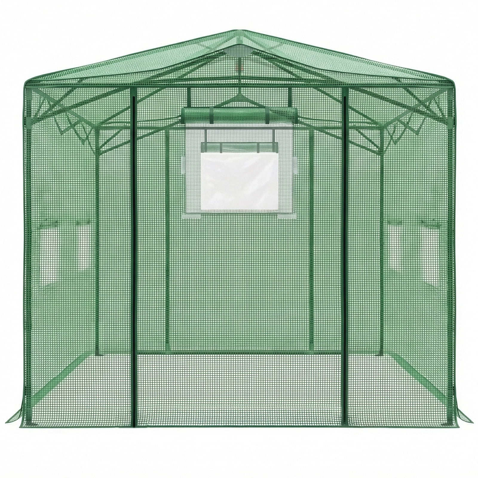 Foldable Greenhouse Shed, 8*12ft Plastic Sprayed Iron Pipe PE Mesh, Green