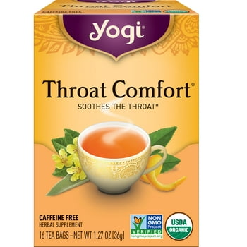 Yogi Tea Throat Comfort, Caffeine-Free  al Tea,  Tea Bags, 16 Count