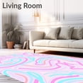 thumbnail image 2 of ODIKA 2'x3' Machine Washable Non-Slip Area Rug, Interlocking Pastel Maze With Abstract Hearts Motif High Traffic Rug, Pink, 476103, 2 of 7
