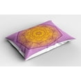 thumbnail image 2 of Ambesonne Mandala Pillow Sham 2 Pack, Oriental Heptagon Motif, 26"x20", Earth Yellow Lavender, 2 of 3