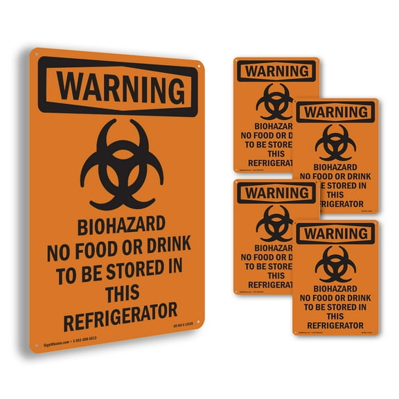 Biohazard With Symbol OSHA WARNING Aluminum Sign 10 Inch x 7 Inch - 5 Pack