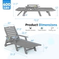 thumbnail image 2 of Nalone Chaise Lounge Outdoor 5-Position Adjustable Backrest, HDPE Lounge Chair for Outside for Patio Poolside Deck Beach Backyard Grey, 2 of 8