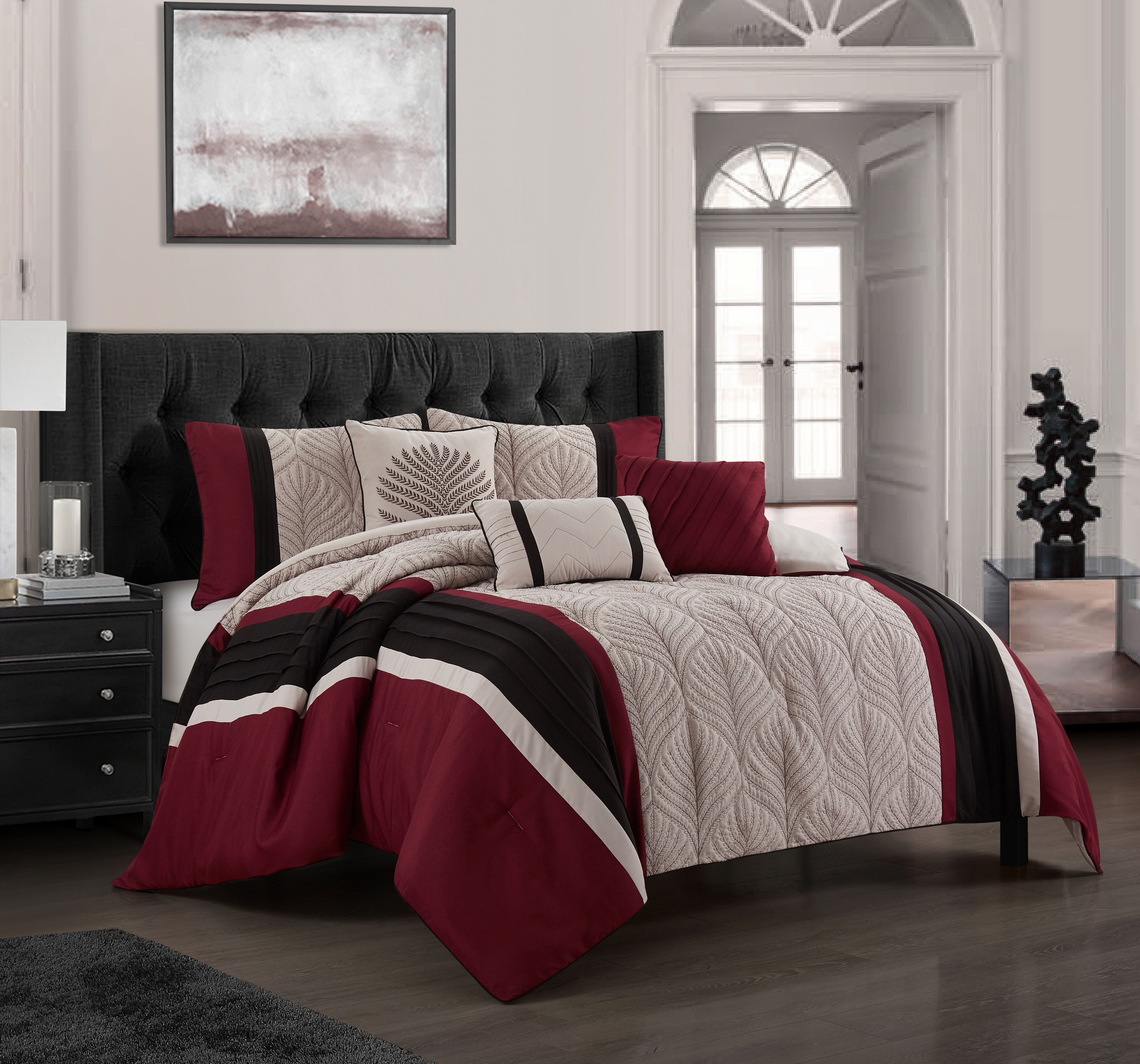 Nanshing Revlon 6Piece Bedding Comforter Set, Red, King