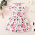 thumbnail image 4 of Infant Baby Girl Dress 2 Pieces Ruffle Sleeveless Cake Dresses + Headband Cute Two Button Skirt Infant Girl Clothes Pink 12-18 Months, 4 of 7