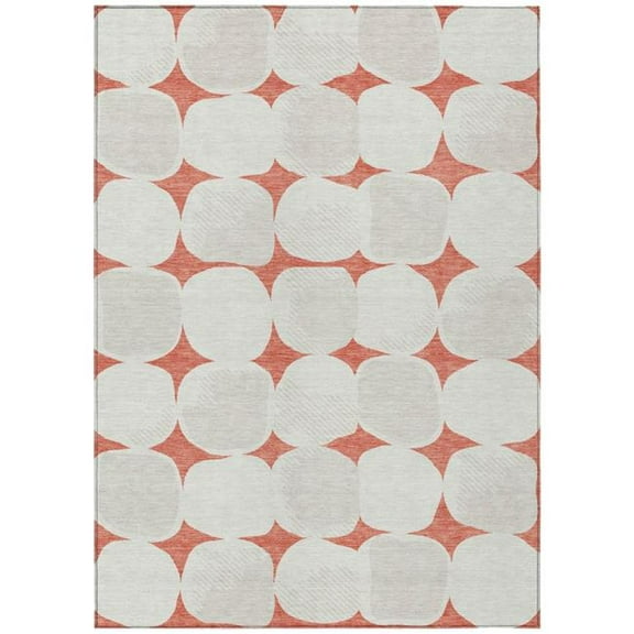 HomeRoots 591063 3 x 5 ft. Salmon, Beige & Ivory Abstract Washable Indoor & Outdoor Rectangle Area Rug