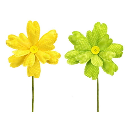 UPC 762152833416 product image for Club Pack of 12 Green and Yellow Polka-Dotted Decorative Artificial Daisy Flower | upcitemdb.com