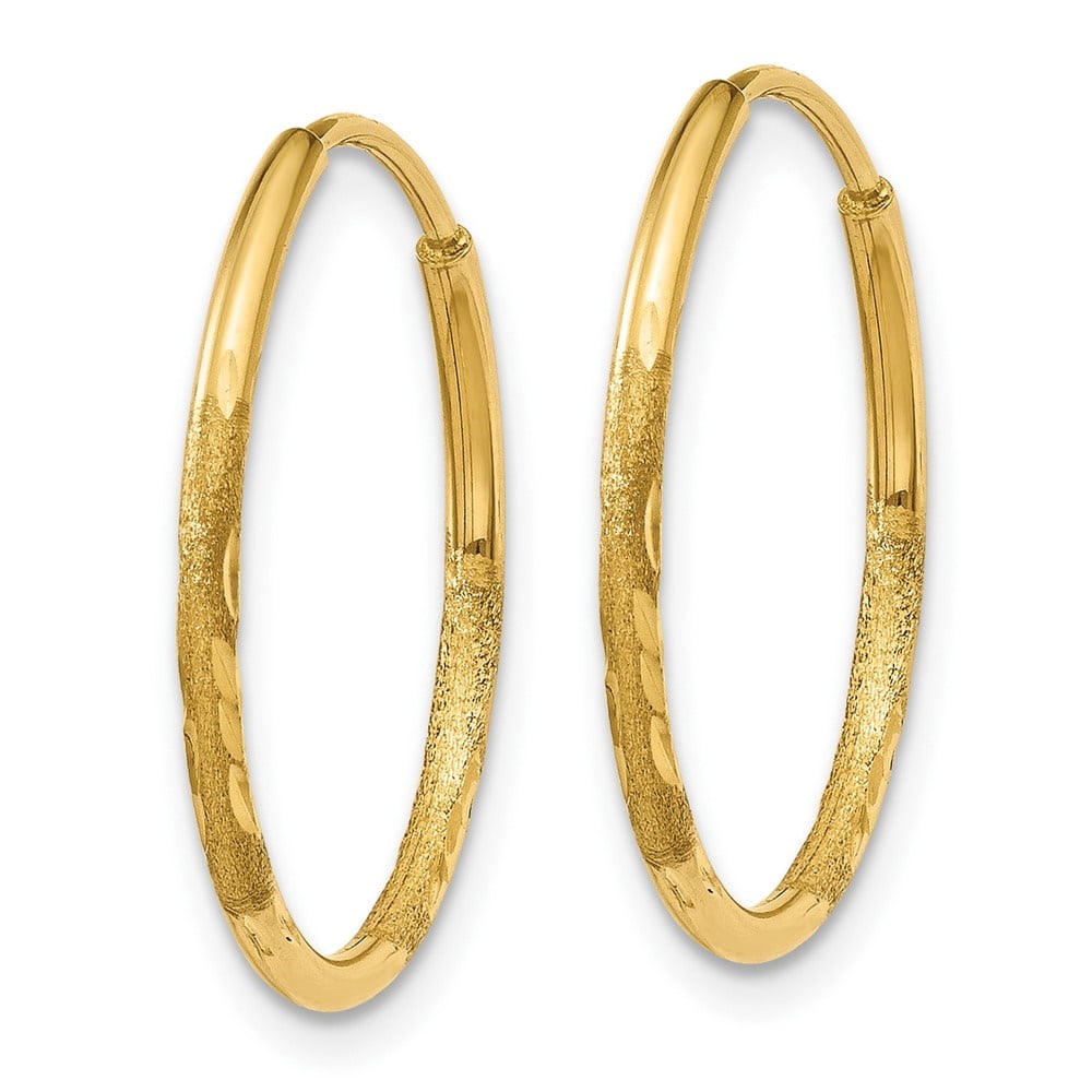 Auriga 10K Yellow Gold Diamond-cut Endless Hoop Earrings for Women (L-17mm, W-17mm)