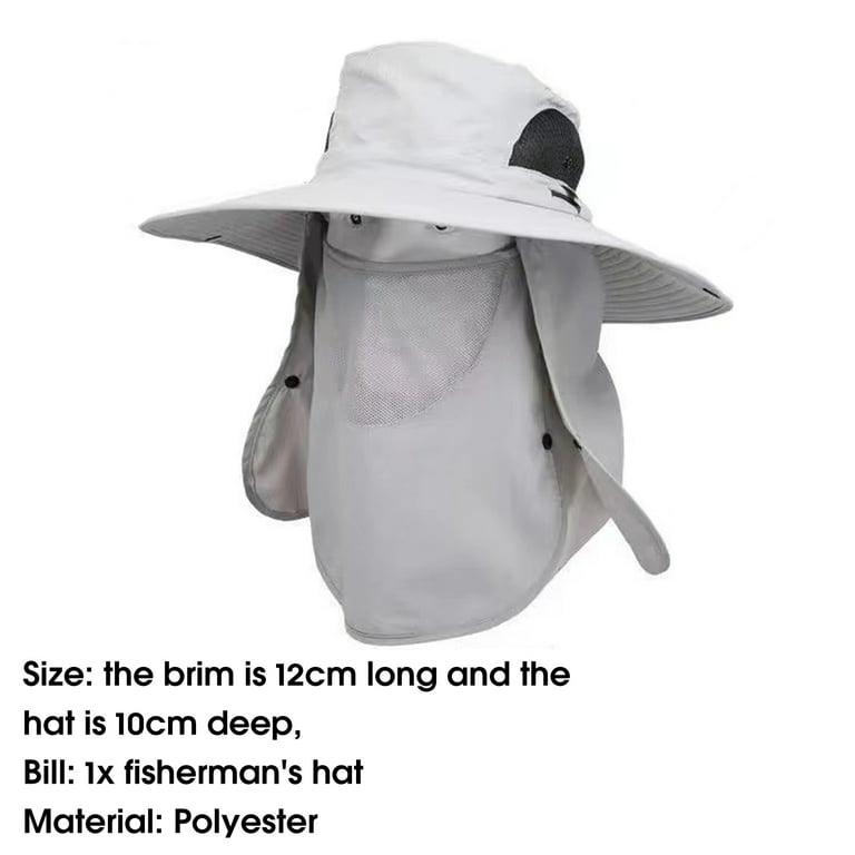 Cheers.us Fishing Hat for Men %26 Women, Outdoor UV Sun Protection Wide Brim Hat with Face Cover %26 Neck Flap, adult Unisex, Size: One size, Gray