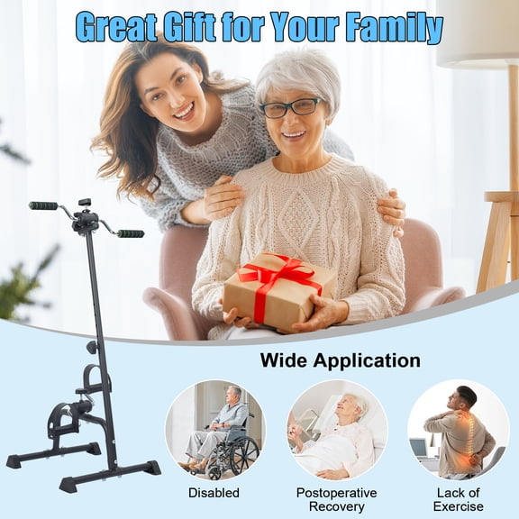 Adjustable Pedal Exerciser Bike with Monitor – Hand Arm Leg Knee Peddler for Seniors Physical Therapy Recovery