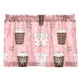 thumbnail image 7 of Yayeee Kitchen Curtains Light Filtering 27"x36" Rod Pocket Short Cafe Window Panel, Brown Hand Drawn Cups, 7 of 7