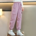 thumbnail image 6 of WhouRiu Children Girls Pants High Drawstring Waisted Loose Fit Cargo Sweatpants Kids Girls Streetwear Trousers with Pockets Pink,Sizes 13-14, 6 of 8