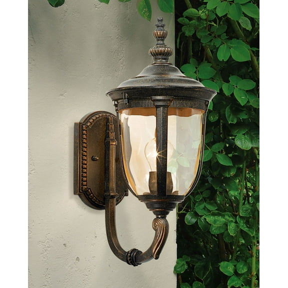 John Timberland Bellagio Vintage Rustic Outdoor Wall Light Fixture Veranda Bronze Upbridge 16 1/2" Champagne Glass for Post Exterior Barn Deck House