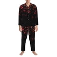 thumbnail image 3 of Susaid Colorful Sparkling Print Men's Long Sleeve Pajama Set, Two-Piece Button-Down Loungewear PJs Set, Comfortable Sleepwear for Relaxation-XX-Large, 3 of 7